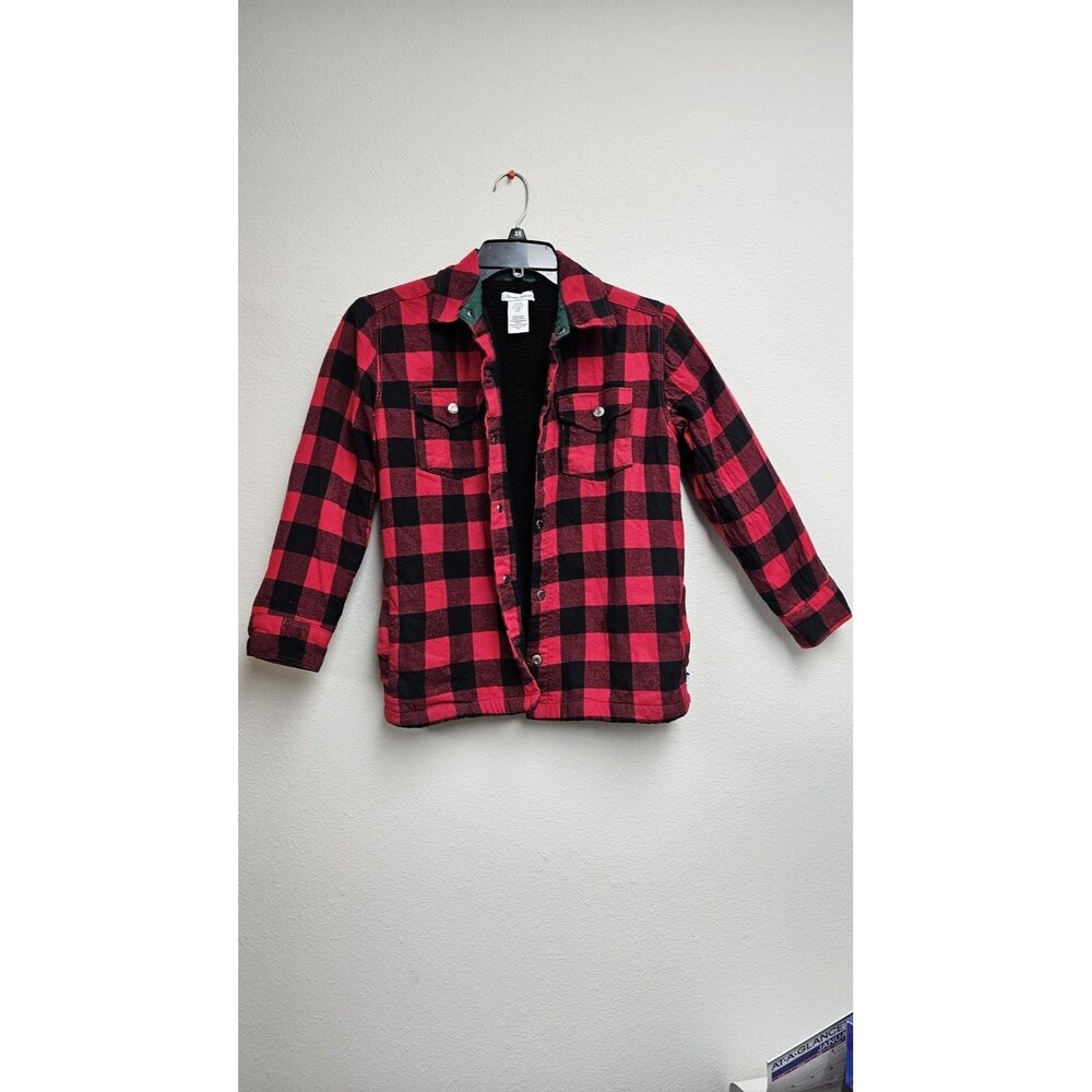 Tommy Bahama Jacket Youth XL 14 Buffalo Plaid Sherpa Lined Flannel Snap Front